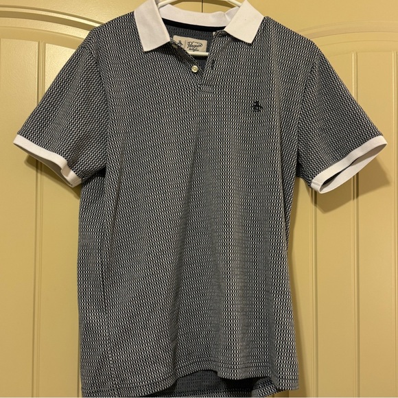 Men’s Original Penguin Navy & White Geometric Golf Polo | Small - Picture 2 of 7